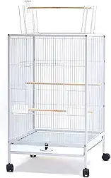 Viveiro Metálico Premium de Luxo B03L | Estrutura Reforçada com Rodízios, Bandeja Removível e Acessórios | Para Calopsitas, Periquitos, Agapornis e Aves de Pequeno e Médio Porte (Branca)