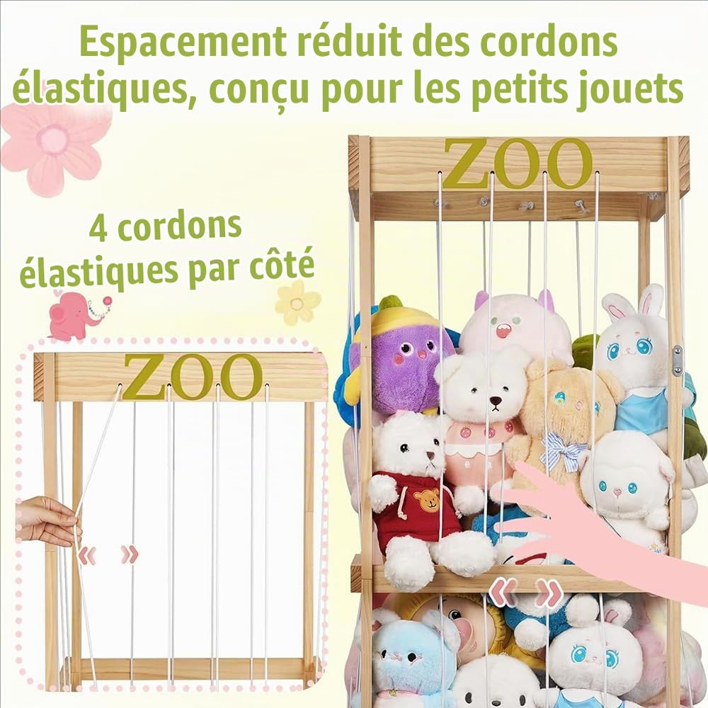 Étagère de rangement pour jouets câlins, fabriquée en PVC, fabriquée en bois véritable, peu encombrante, grande capacité, convient pour salle de jeux, chambre à coucher, chambre d'enfant, pièces