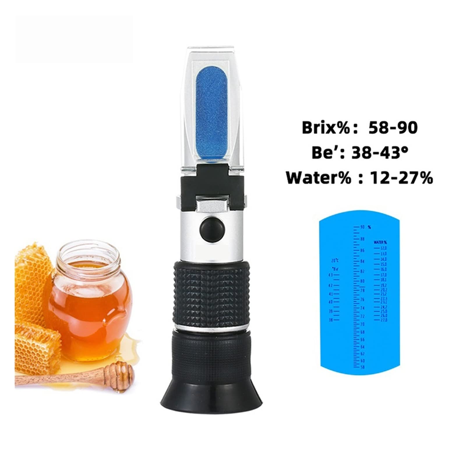 Brix-Refraktometer, digitales, Hydrometer, 58–90% Brix 38–43 Honig-Refraktometer, nass, 12–27 Honig, langlebig und einfach zu verwenden (Karton)(Carton Box)