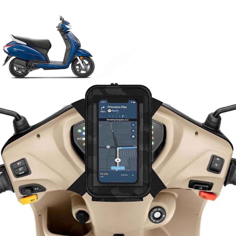 Universal Mobile Holder/Stand/Mount Pouch for Scooters Scooty for Activa (Black-image-33