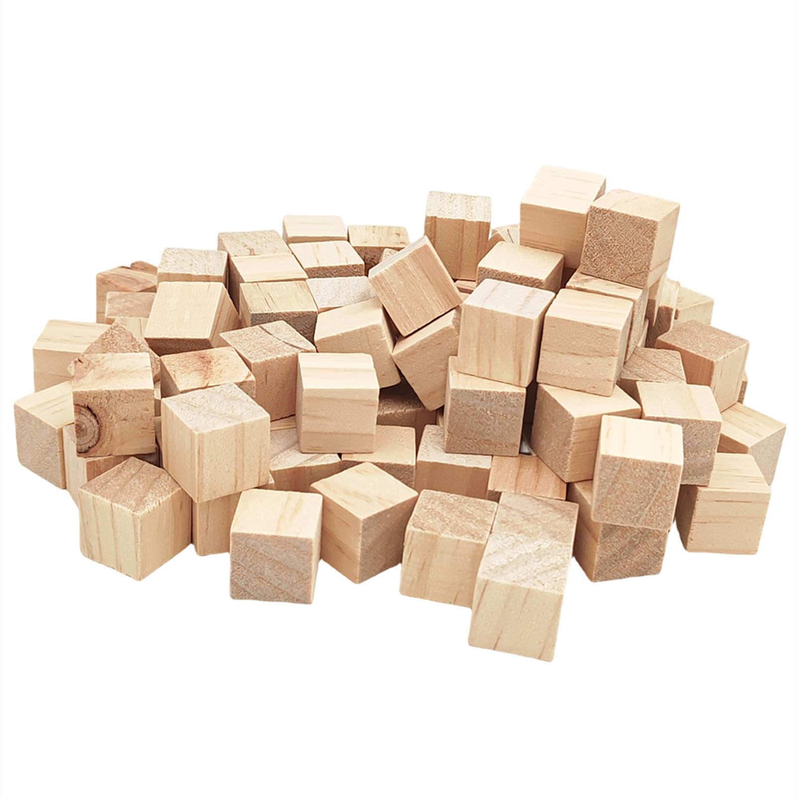 Wooden Cubes 2cm/100pcs, Unfinished Square Wood Blocks Natural Wooden Blocks for Crafts, Carving and DIY Projects