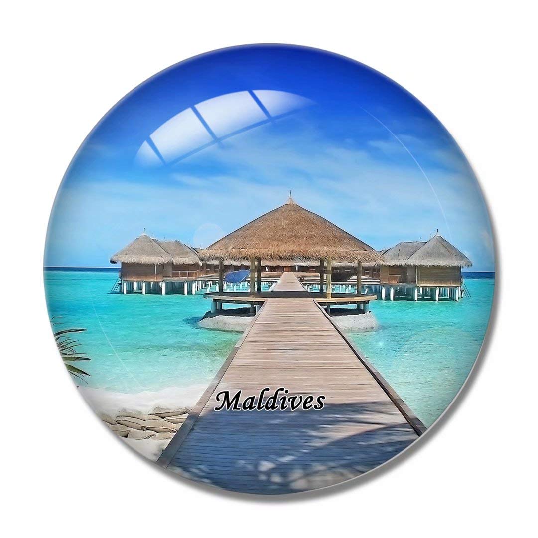 Maldives Magnet Sheraton Full Moon Island Maldives 3D Fridge Magnet Crafts Souvenir Crystal Refrigerator Magnets Collection Travel Gift