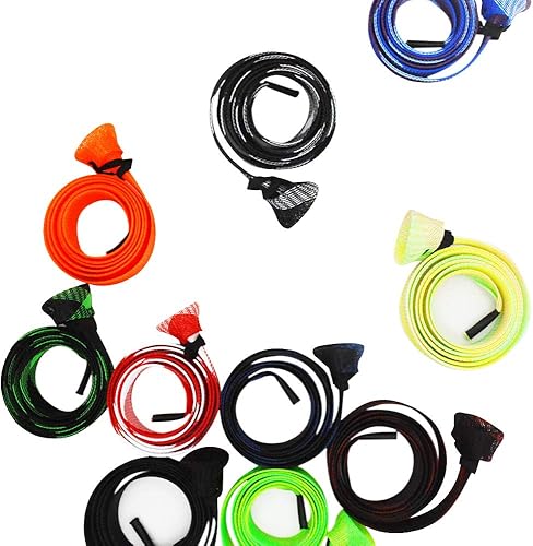 Miniatura 6 de 10 piezas de manga de caña de caña, malla trenzada con protector de caña de cordón, guantes de pesca, extremo plano o puntiagudocañas de hilado o