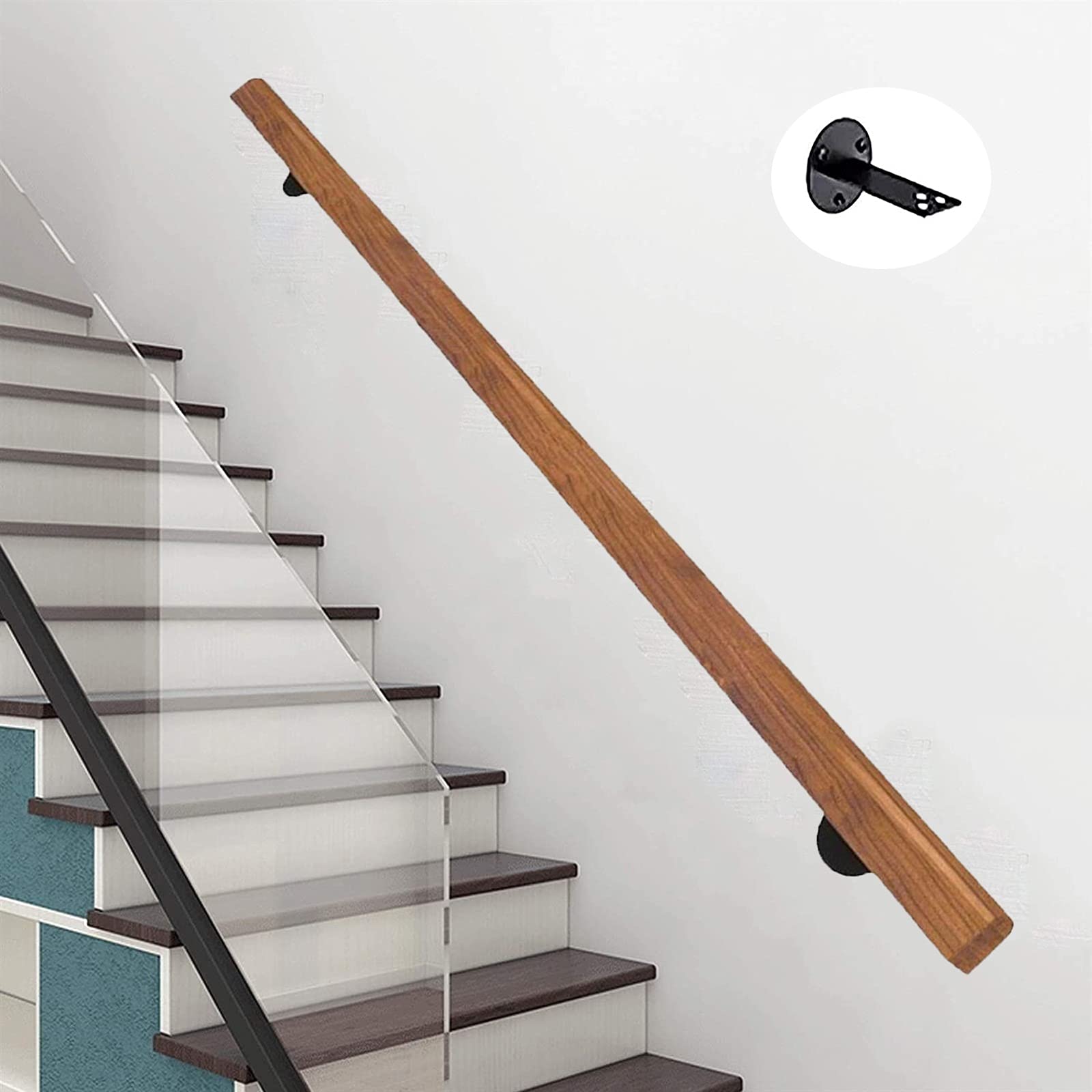 Main courante d'escalier en bois de pin massif avec kit complet de fixations