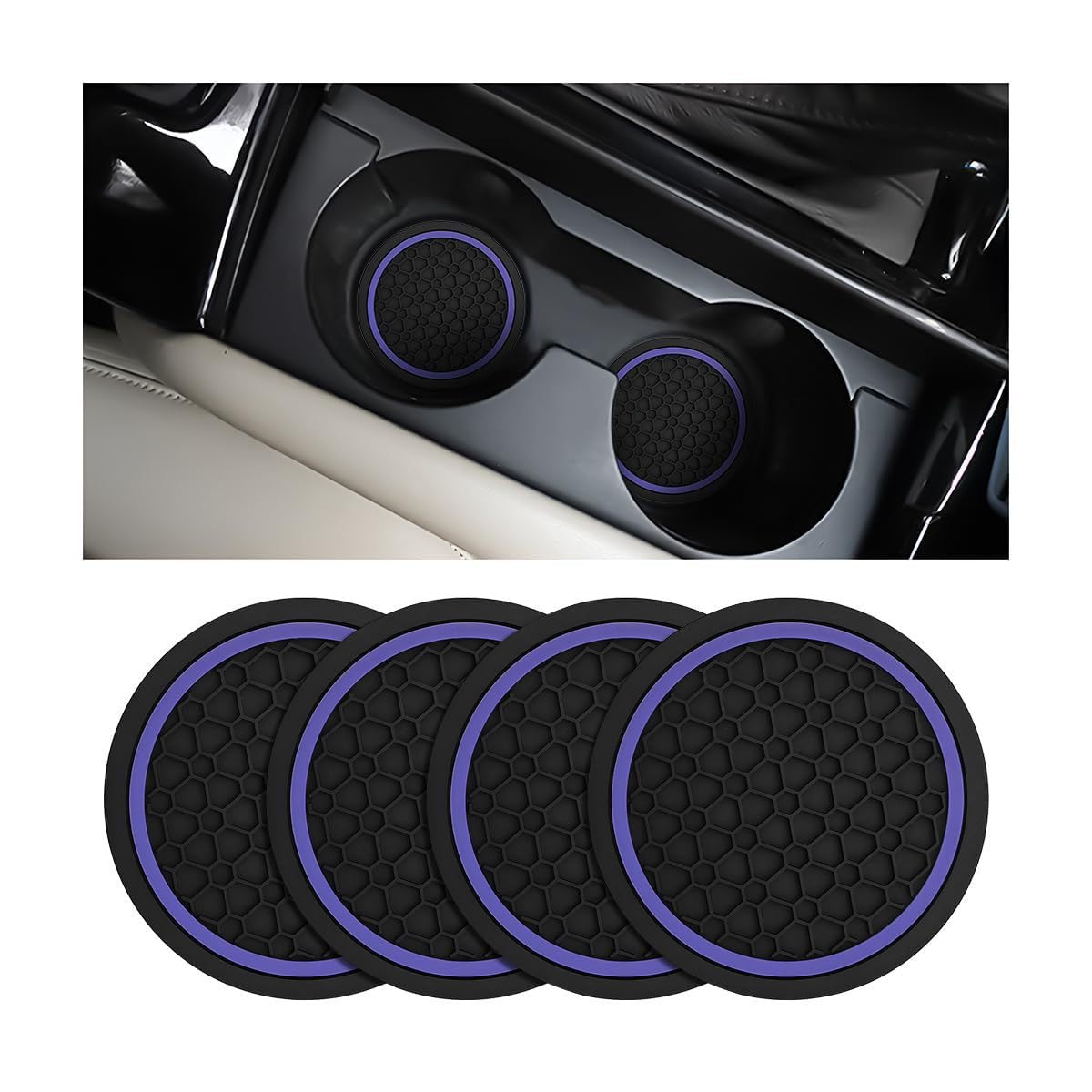 4 Pcs Beverage Cup Holder Coasters for Mercedes Benz EKlasse W213 (Limousine) 2016-2024, Vehicle Interior Drink Receptacle Accessories Washable Centre Console Mats,Purple