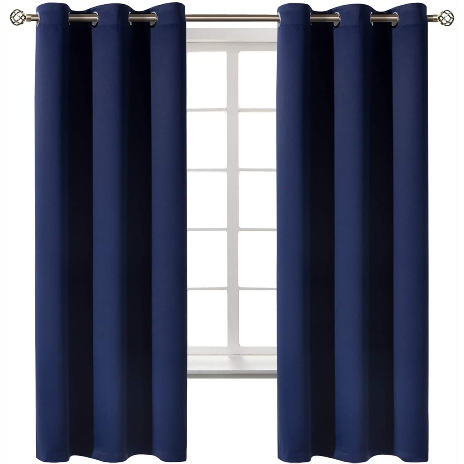 Rideaux isolants contre la lumière et le froid pour grand salon bleu en lin