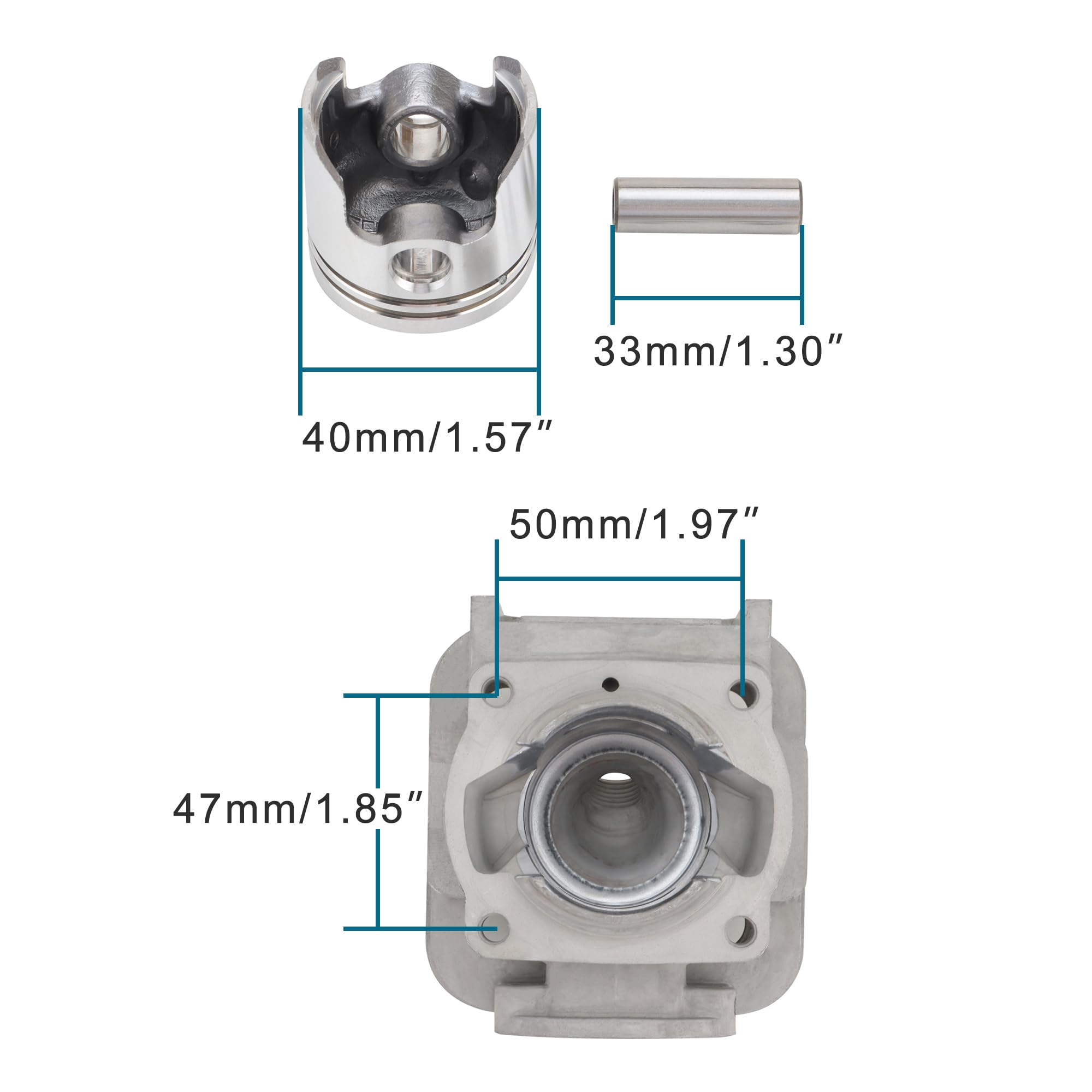 GOOFIT 40mm 405 Bore Kit Completo de Cilindro con pistón reemplazo para 2 Tiempos 43cc 47cc Gas Scooter Pocket Bike Mini