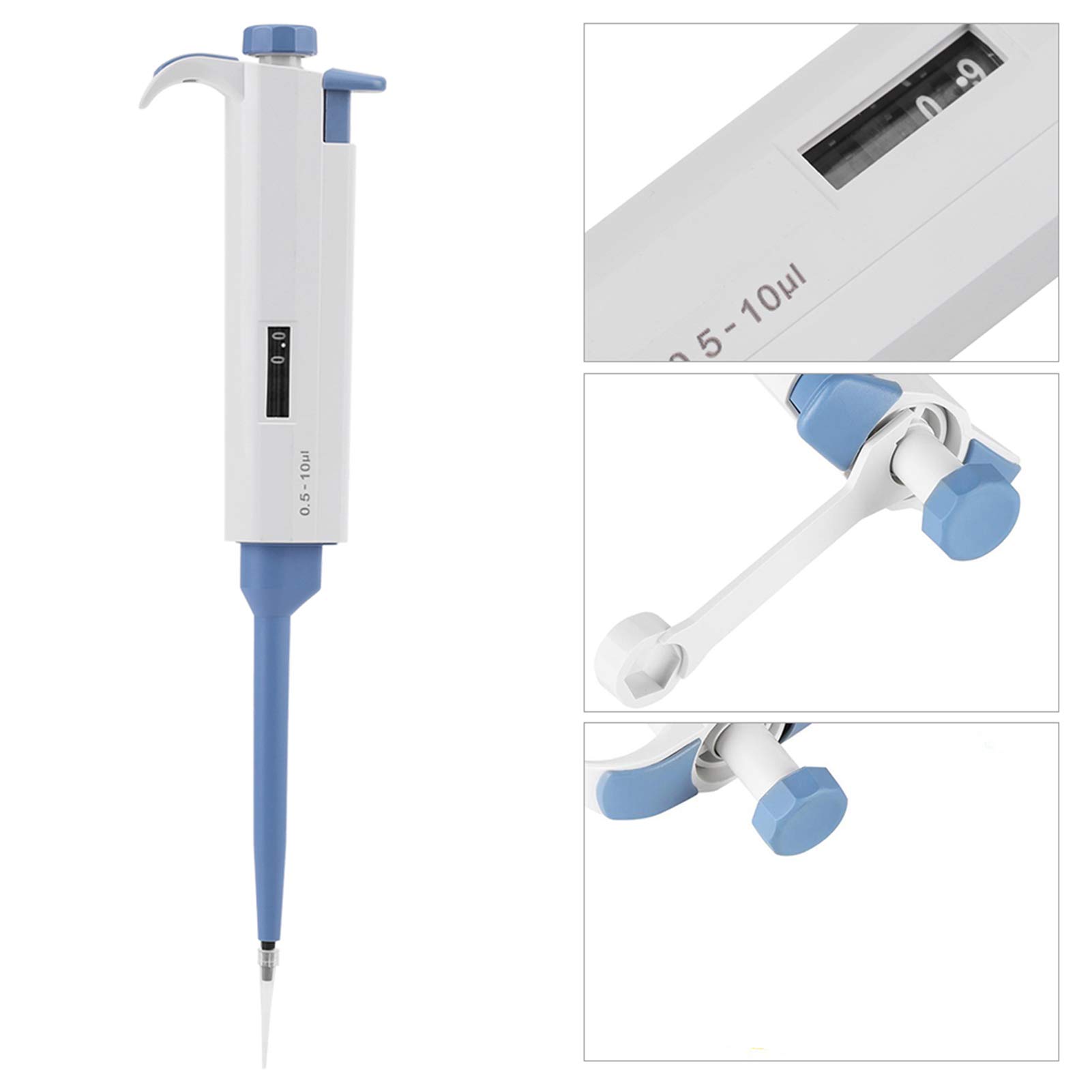 Kimiss Pipeteur de volume variable à un seul canal Outil de laboratoire de pipettes à micro-pipette réglable manuellement 0,5~10 l