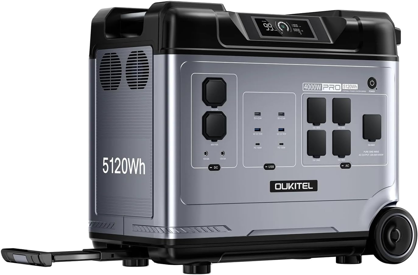 OUKITEL P5000 Pro Centrale Elettrica Portatile 4000W, 5120Wh Generatore Solare con Batteria LiFePO4, Controllo APP, 15 Porte, Portable Power Station per Campeggio