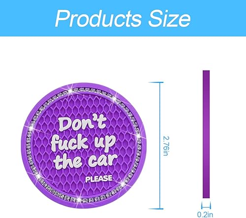 Miniatura 8 de 8sanlione Paquete de 2 posavasos brillantes para portavasos de automóvil con diamantes de imitación de cristal de 2.75 pulgadas, tapetes