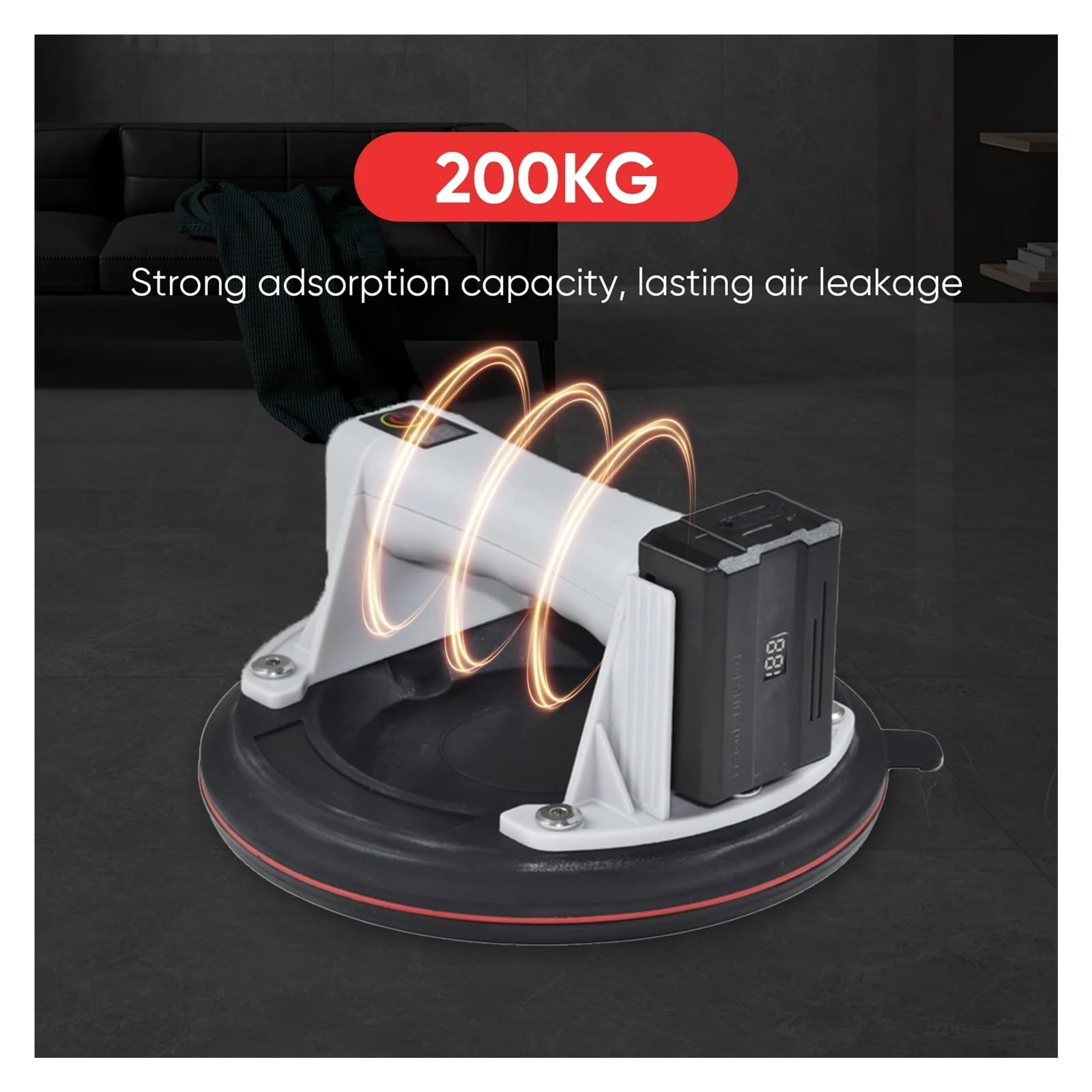 Elevador de Ventosa eléctrico de 8 pulgadas con capacidad de carga de 200 kg, herramienta Manual de elevación de vidrio Resistente para baldosas de Granito Grandes, fácil de usar (1 batería)
