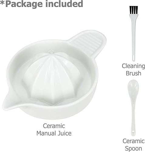 Miniatura 5 de EIKS Exprimidor manual de cerámica para exprimir cítricos, limón, naranja, pomelos, frutas, paquete con cuchara y cepillo de limpieza