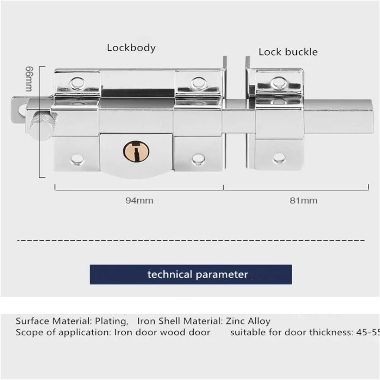 Pestillo De Seguridad Para Puerta Perno de puerta hierro for jardín, cerradura ignífuga, enchufe antirrobo, pestillo perno no mecánico, accesorios guardia seguridad(2900CR Open right)