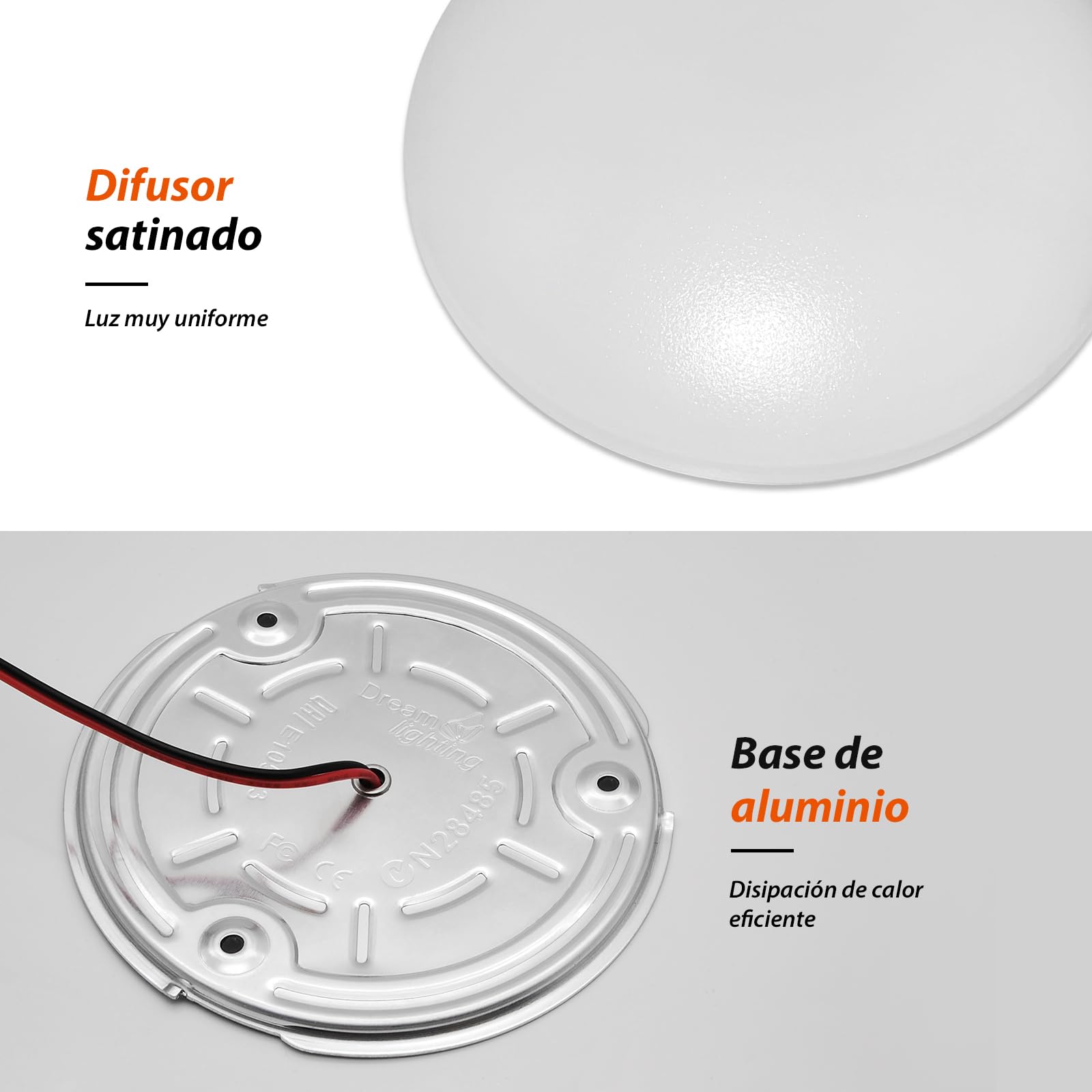 Dream Lighting Lámpara de Techo Autocaravana Luz Interior Casa Rodante Barco 12v Blanco Cálido