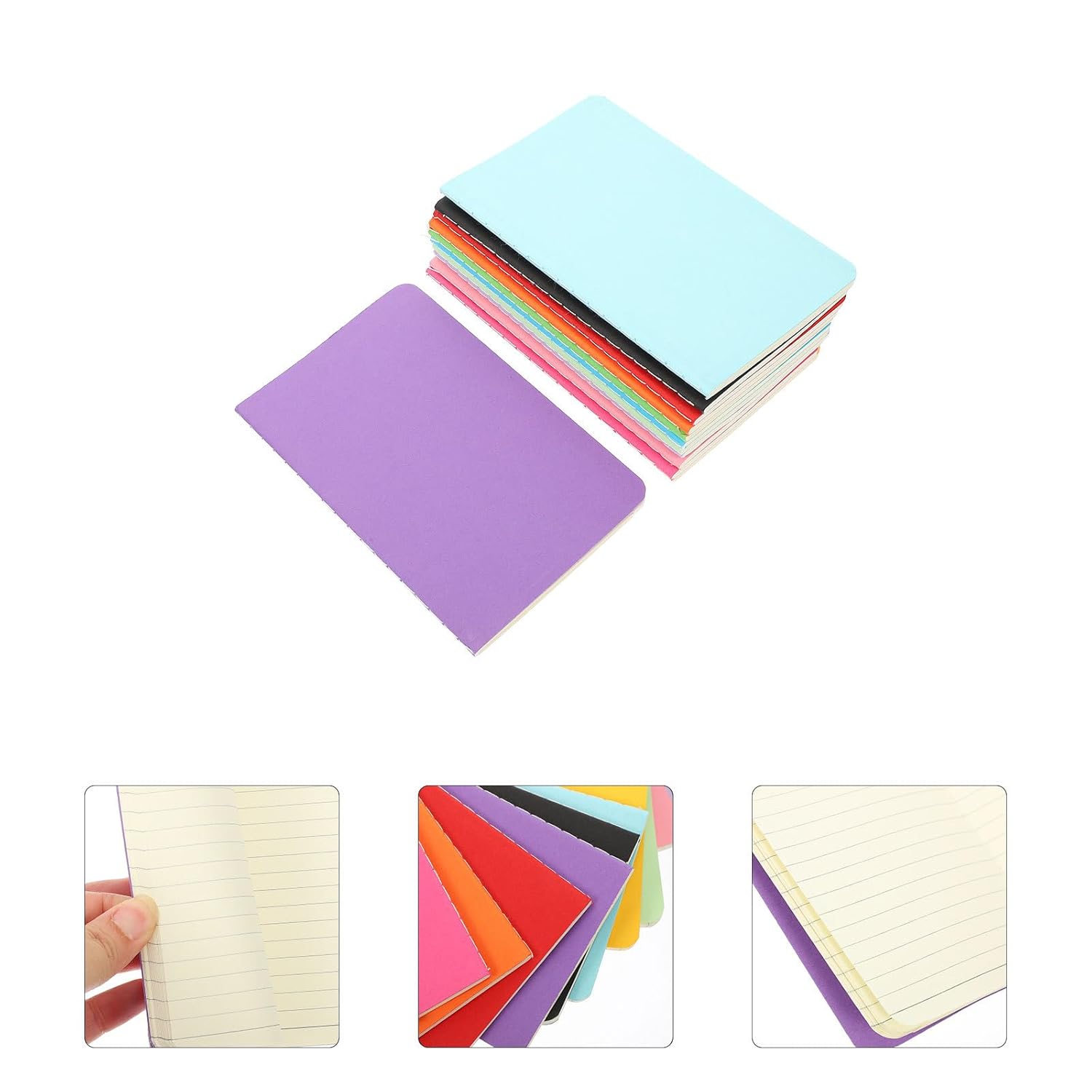 CIYODO 12pcs Multipurpose Notebooks for Note Taking and Scheduling, Rainbow Stitching Pocket Notepads with Sturdy Binding, Compact Size for Students and Office Planning
