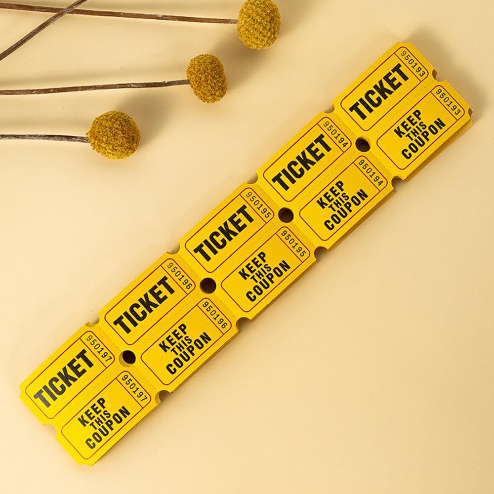 Bilety na loterię Hsthe Sea Double Roll – 1000 losów na rolkę – Raffle Drum Tickets Roll for Bingo Ballot Party (żółty)