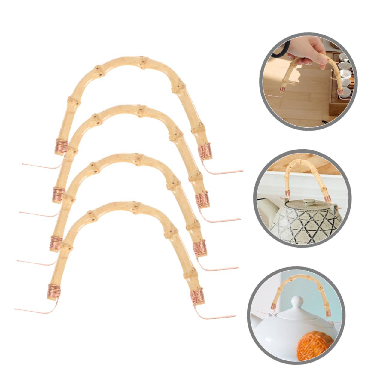 Cabilock 4 Piezas Accesorios De Mango De Tetera De Cerámica Empuñadura De La Tetera Mango De Tetera Con Cable Tetera De Vidrio Tejido Pava Tetera De Madera Arcilla Morada