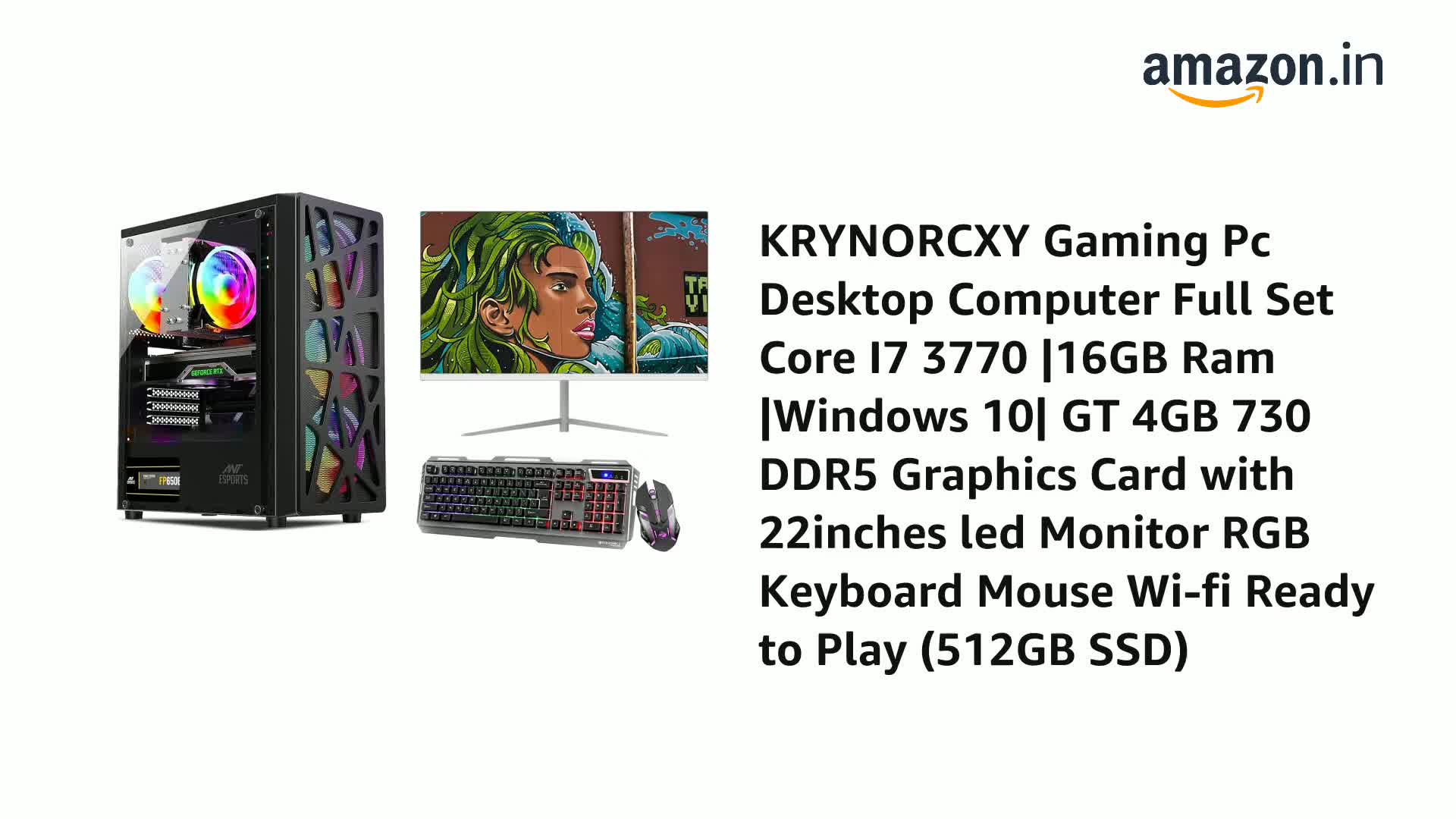 KRYNORCXY Gaming Pc Desktop Computer Full Set Intel Core I7 3770
