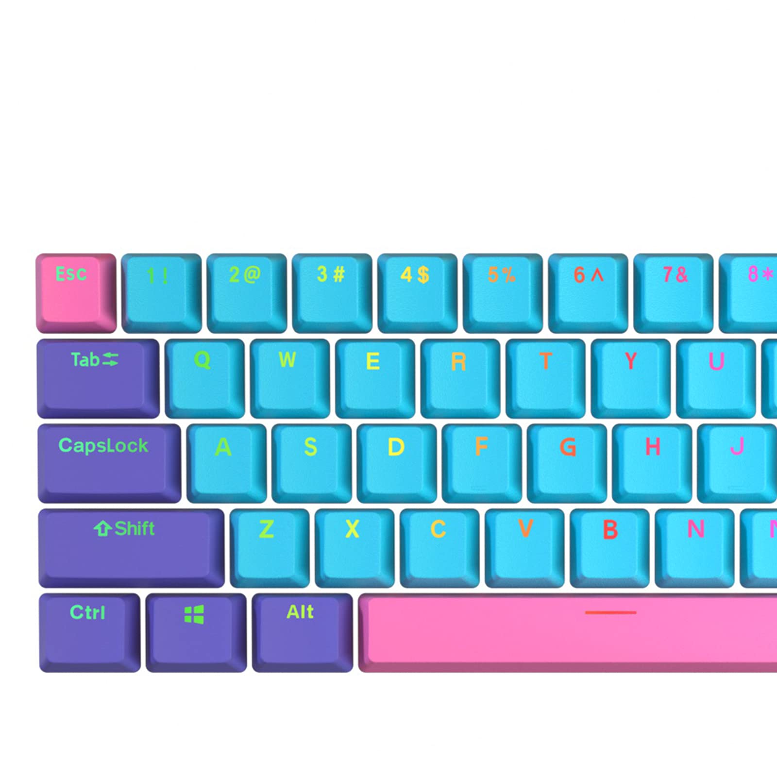 61 Key PBT Thick 60% Keycaps Sunshine ANSI Layout for Mechanical ...