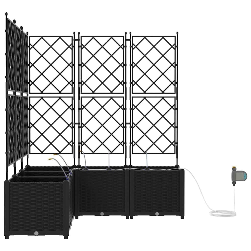Set di 5 vasi da giardino con sistema di irrigazione automatica, in plastica nera, per interni ed esterni, design moderno per fiori ed erbe
