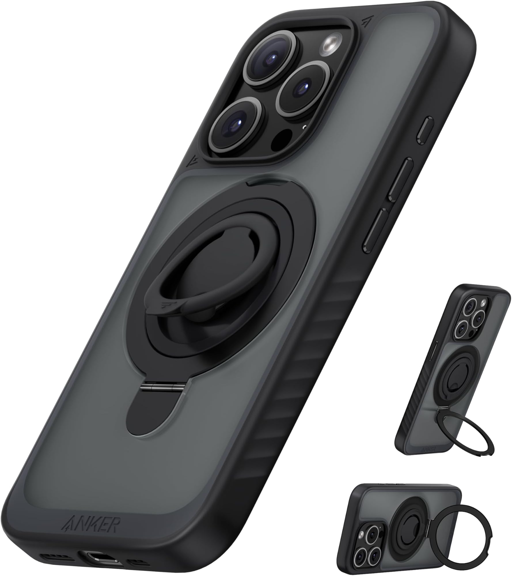 Anker MagGo Magnetic Case, Soft 360° Silicone Ring Holder for iPhone 15 Pro, Thin and Durable, Compatible with MagSafe, Protective Case, 2-in-1 Shockproof Design, Only for iPhone 15 Pro