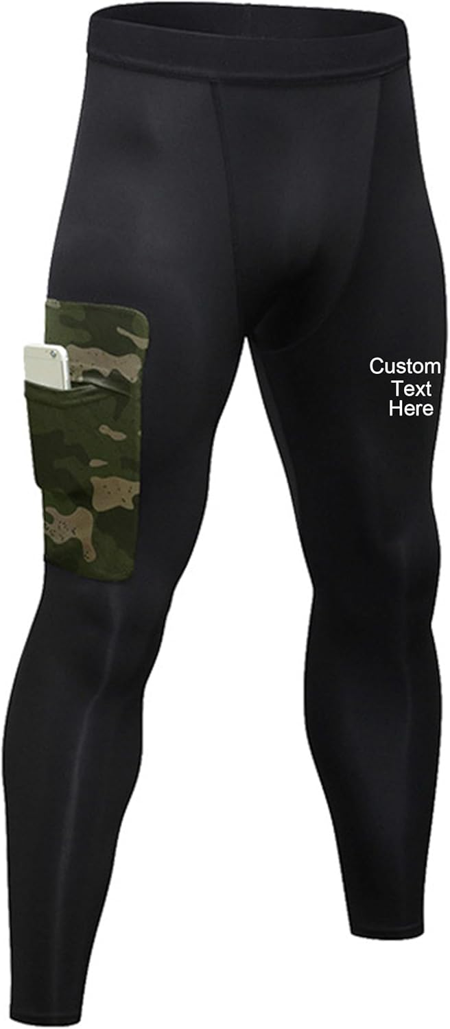 1 Pack Men's Compression Pants Cool Dry Athletic Workout Running Tights Leggings with Pocket