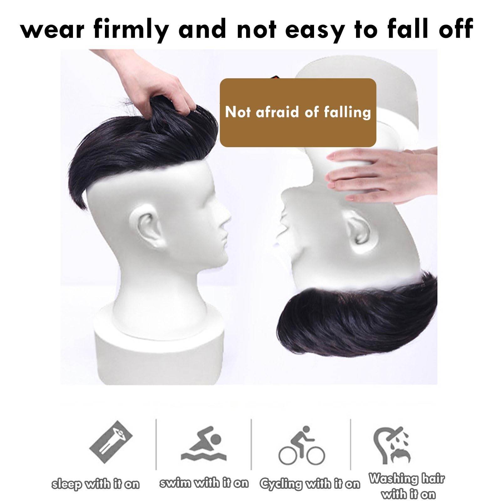 FAXIOAWA Sistema de Unidades de Cabello para Hombre Toupee Piezas de Cabello Natural Sistema de reemplazo de Cabello Humano, Sistemas de Cabello Real para Hombres (Color: Schwarz, tamaño: 13 * 18)