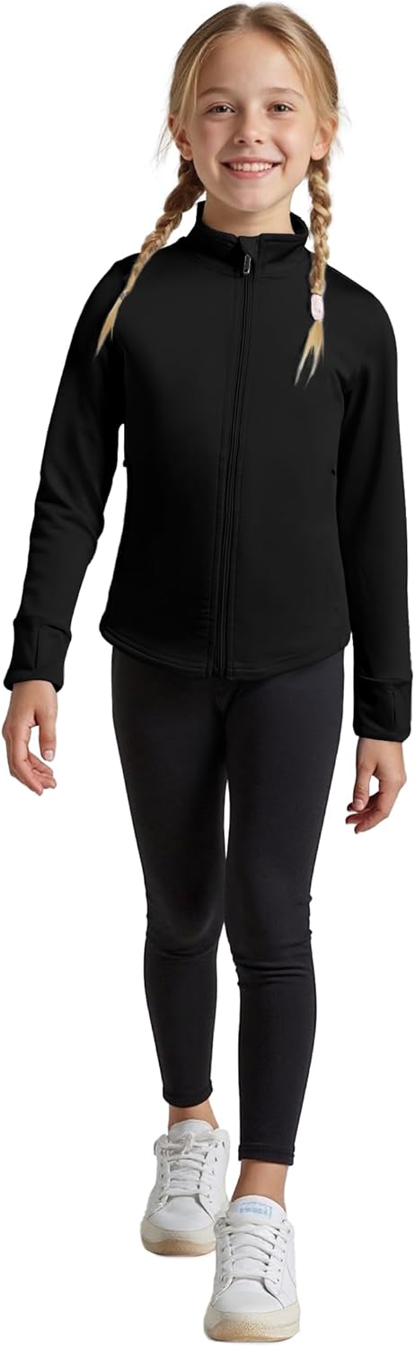 Girls Lightweight Sun Shirt Full Zip Long Sleeve Sun Protection Athletic Jackets with Pockets and Thumbholes - Image 4