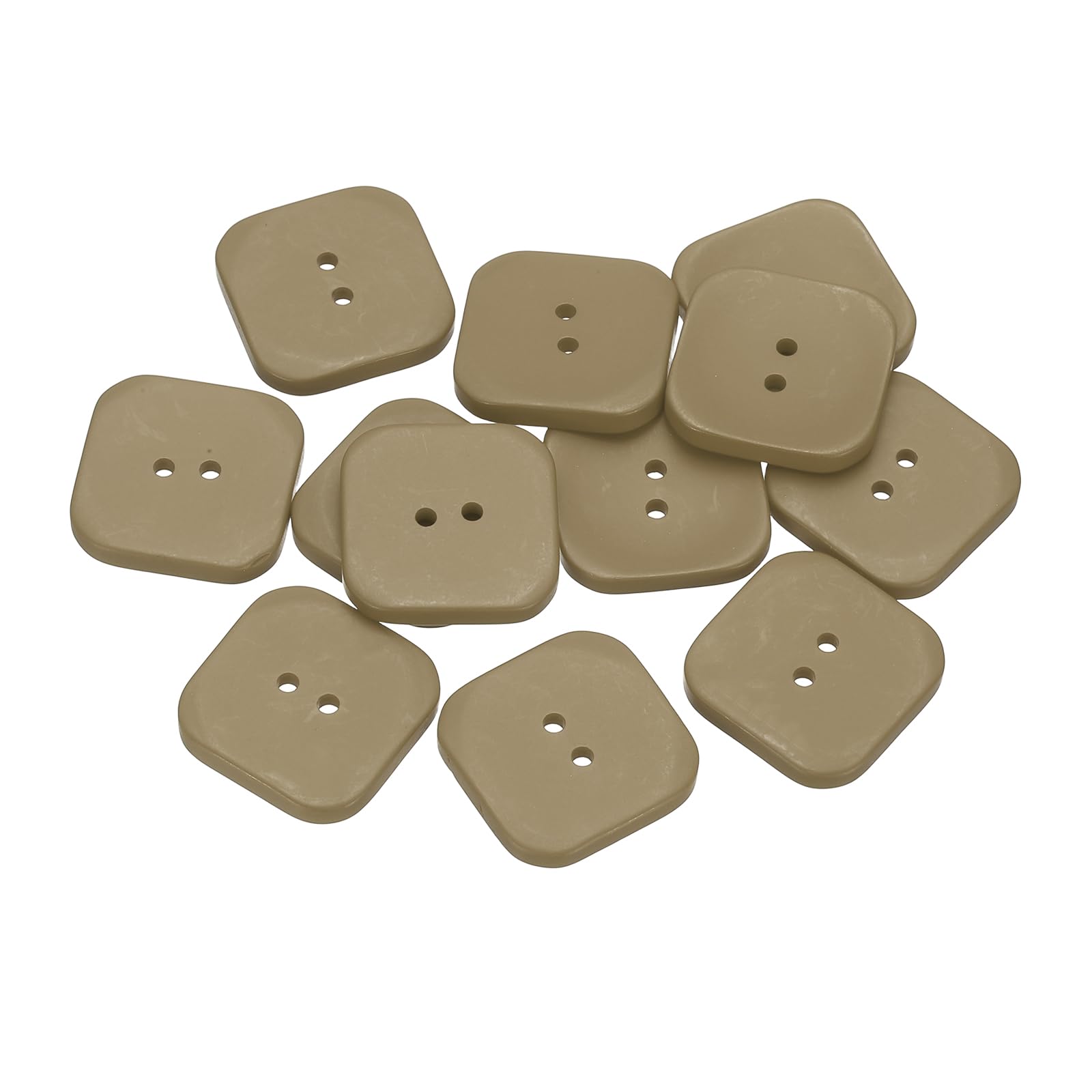 sourcing map 12pcs Sewing Button 30mm (1-3/16") 2 Holes Square Resin Button Craft Sewing Replacement Accessories for Clothing DIY Crafts Decoration, Warm Beige