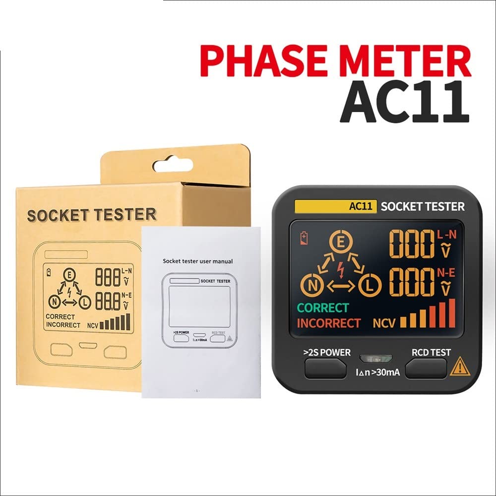 DollaTek AC11 Wielofunkcyjny ekran LED Tester gniazd miernik fazy detektor polaryzacji fazy 0,1 V ~ 250 V AC Pomiar zerowego napięcia/identyfikacja drutu ogniowego