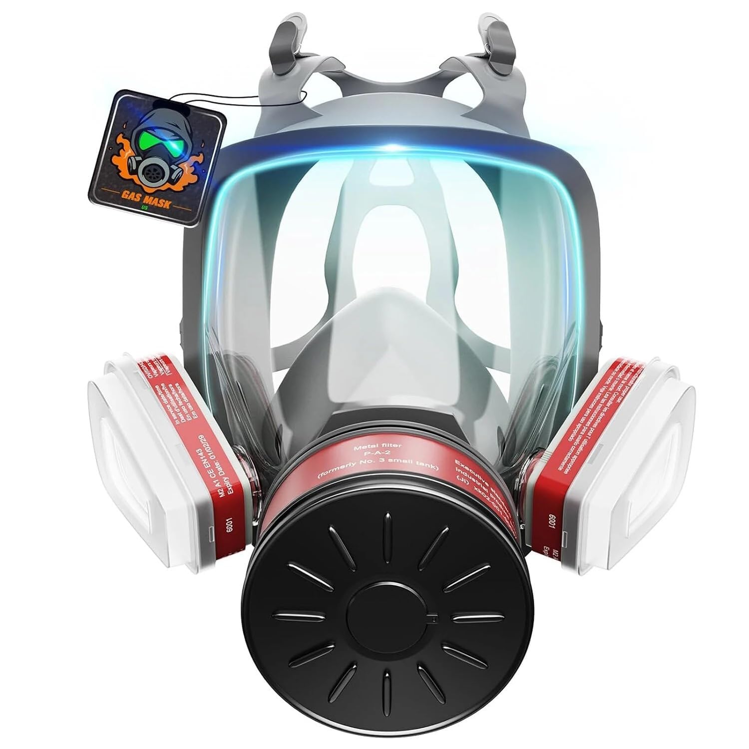 VIDOO Gasmaske Überleben Nuklear Und Chemisch Vollgesichtsmaske Mit 40mm Aktivkohlefilter Und 6001 Filter 6800 Atemschutzmaske