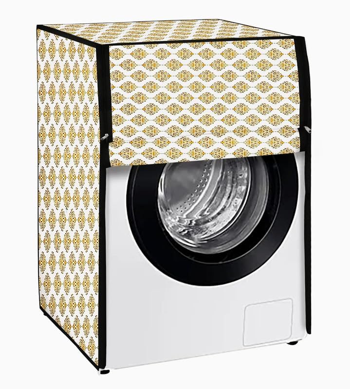 Image of PVC Fully Automatic Front Load Washing Machine Cover Compatible For IFB 7 Kg, 7.5 Kg, 8 Kg, 8.5 Kg, 9 Kg Dimension 62 D X 64 W X 86 H Centimeters, Dmass Gold.