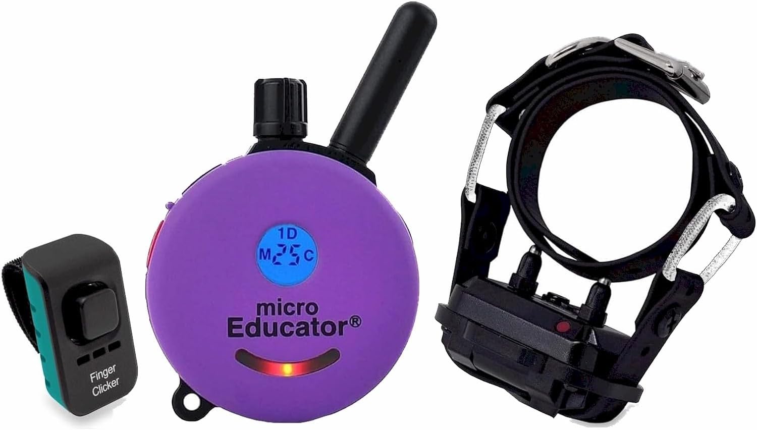 E-Collar Mini Double Bungee Collar Bundle, 100 Safe Tapping Stimulation Levels, Night Light, Waterproof, Rechargeable, 1/3 Mile, 1 Small Dog, Purple