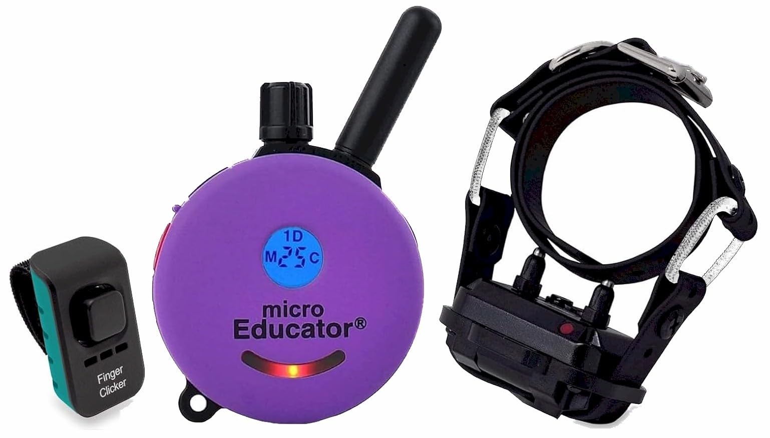 Educator E-Collar Humane Dog Training Collar with Remote, 100 Safe Tapping Stimulation Levels, Night Light, Waterproof, Rechargeable, 1/3 Mile 1 Small Dog Double Bungee Bundle, Purple