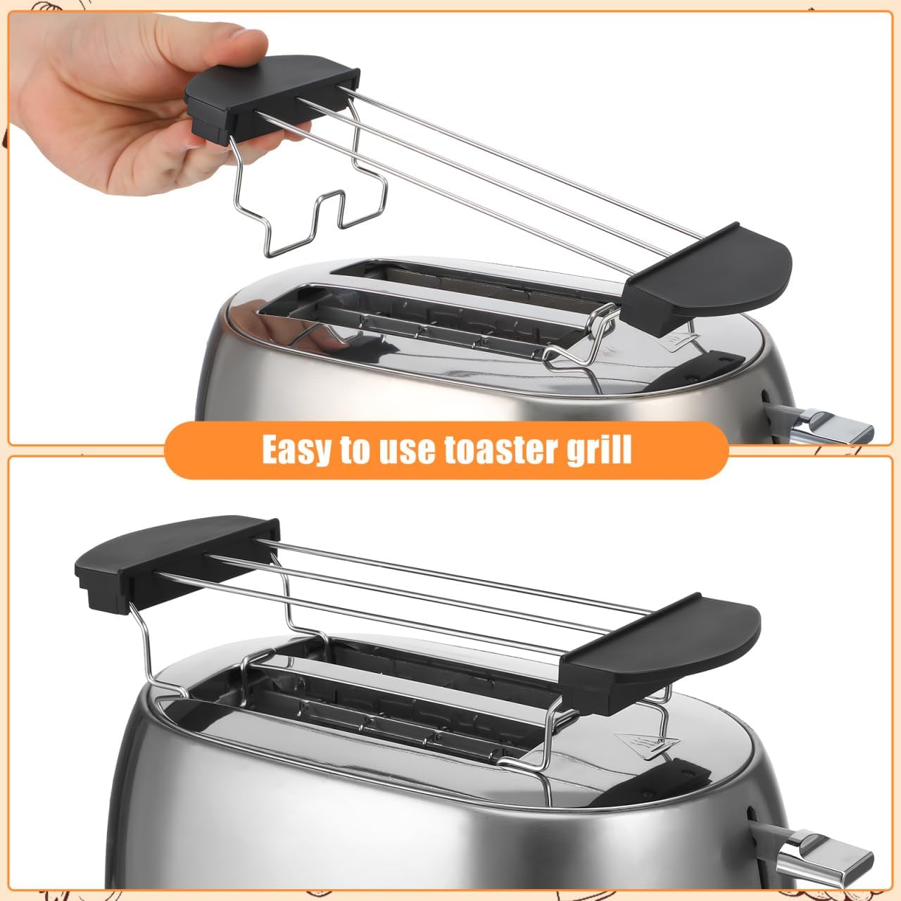 ibasenice Toast Rack Stainless Steel Toaster Accessory for Grilling Bread Toast Warming Rack Oven Compatible Kitchen Tool 10.43 X 3.58 X 2.16 inch