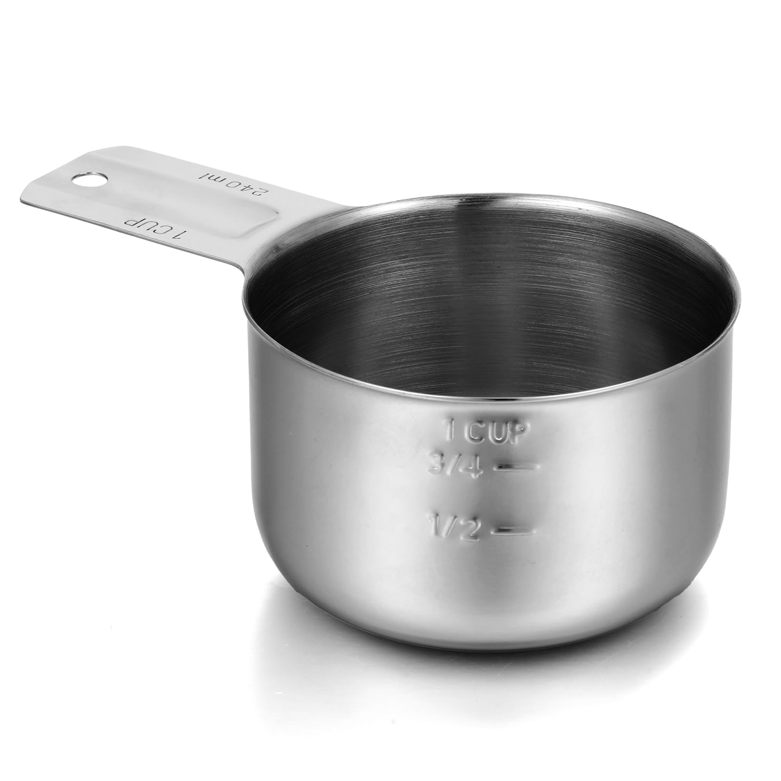 Stainless Steel Measuring, 1 Cup 240ml/8oz Single Measure Cups - Metal Measuring Cups for Baking Cooking with Precise Scale Handle
