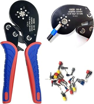 Durable Crimping Pliers Tool, Daicamping Electrical Clamp CrimperTubular Tube Terminals Box Ferrule Crimping Tool Kit 16-6 0.08-16mm2 28-5AWG Pliers,Industrial Hand Tools (Color : DL9-1250)