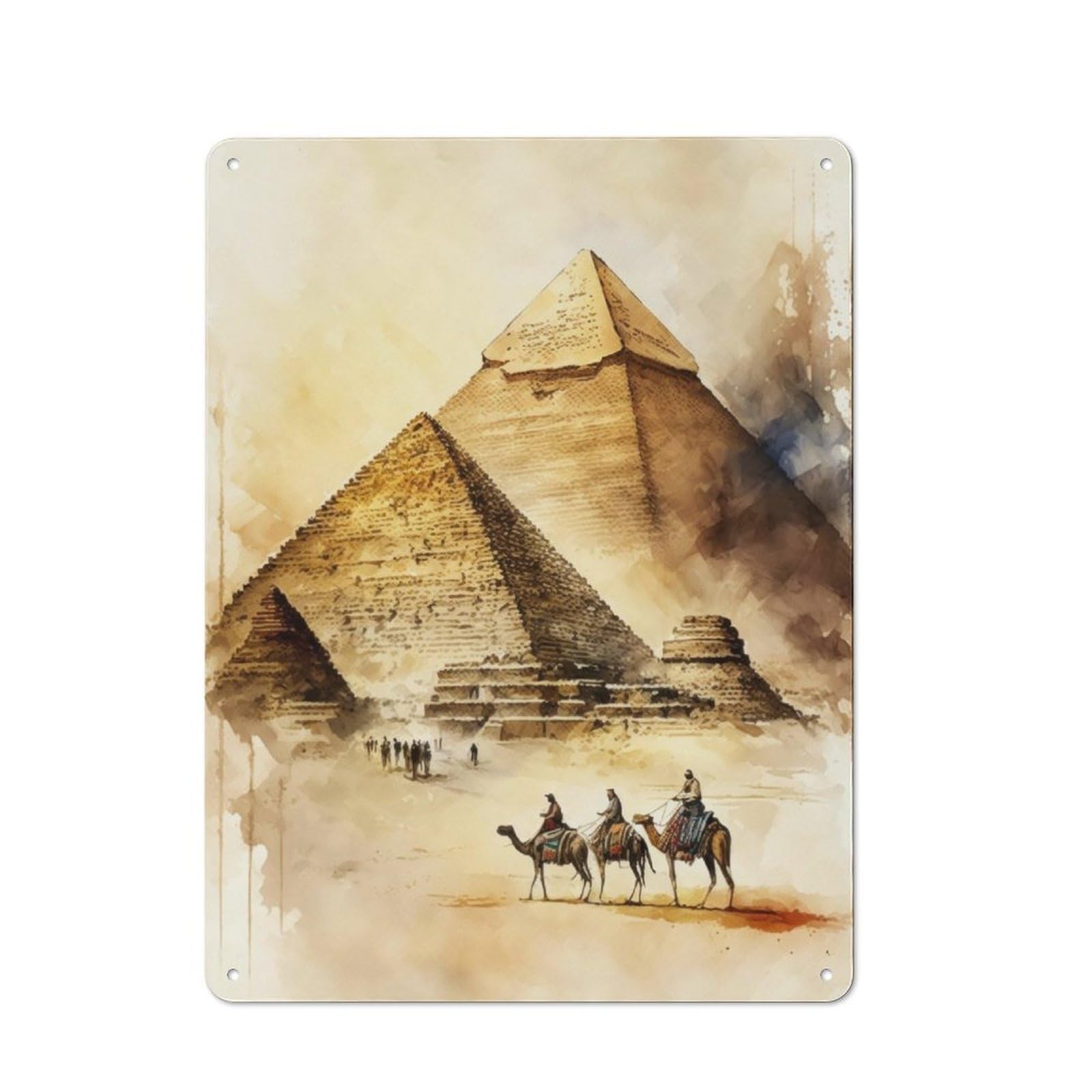 Majestic Giza Pyramids Rustic Tin Wall Plaque 40x30cm for Home Bar Wall, for Vintage Wall Decor Fans, for Living Room And Hallway Decor