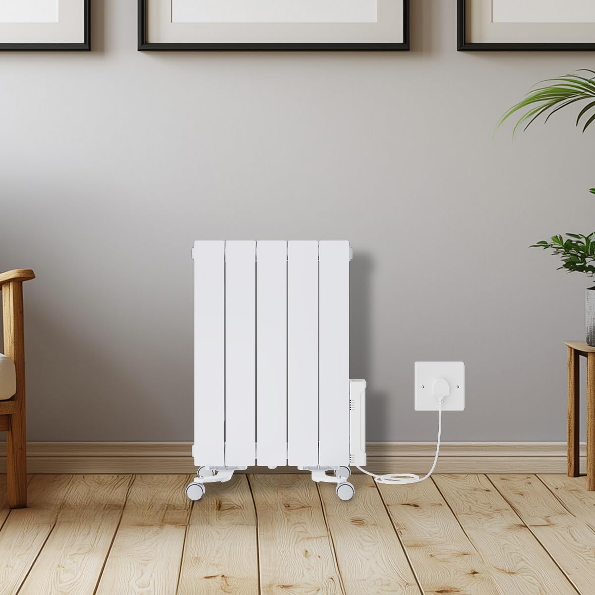 Warmehaus 900W Electric Oil Filled Radiator 24/7 Day Timer and Thermostat Wall Mounted/Freestanding, Plug in Electric Heater Smart WiFi Low Energy Portable with Child Lock White