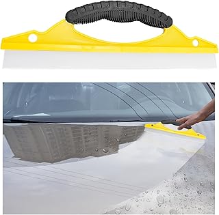 Car Window Glass Squeegee, Water Blade Silicone Squeegee with Non-Slip Handle, 12 inches T-Bar Squeegee Vehicle Dryer for Window, Mirror, Shower Door, Auto Windshield (Yellow-Silicone)