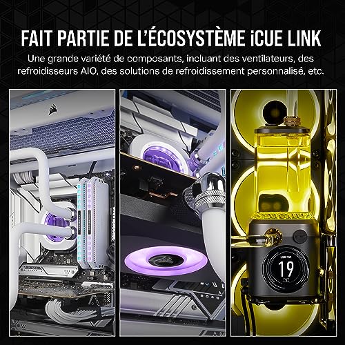 CORSAIR iCUE Link XC7 RGB Elite Waterblock pour Processeur - Chambre de Circulation du Flux Transparente - Compatible avec Les sockets Intel LGA 1700, AMD AM5 et Les sockets Plus Anciens - Blanc