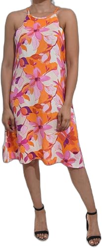 Womens Orange Floral Slip Dress