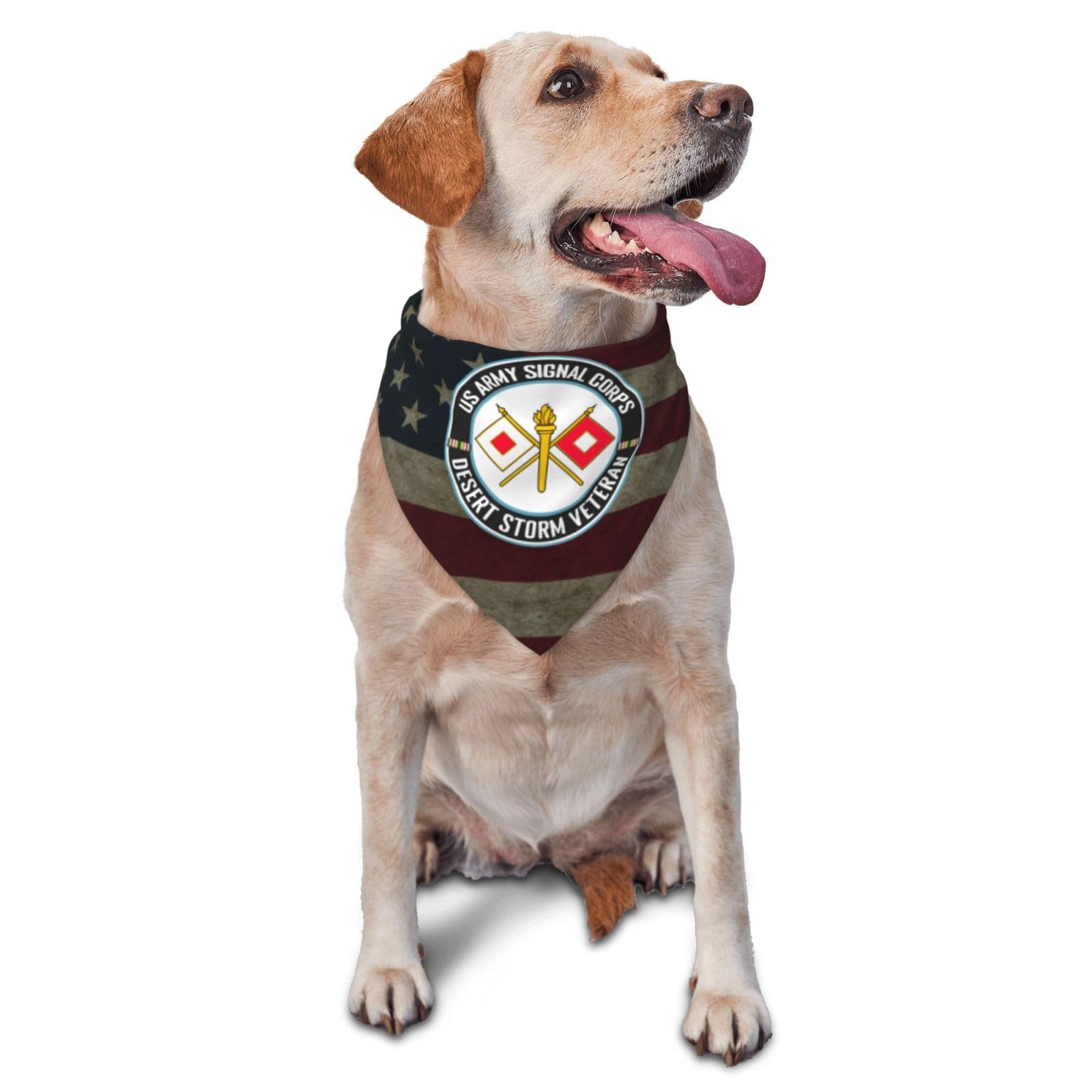 US Army Signal Corps Desert Storm Veteran Dog Scarf Pet Bandana Cat Pet Bibs