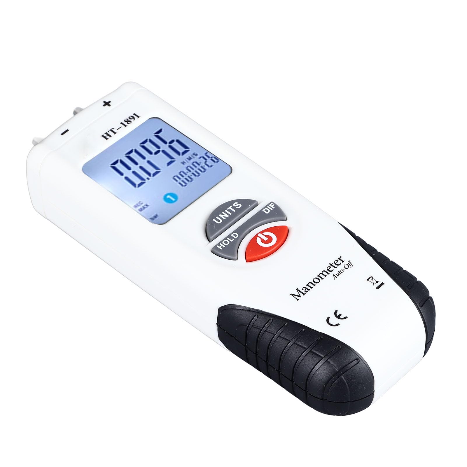 Digital Manometer, Dual Port Manometer 0.01kPa Resolution Multifunctional Backlit LCD Display ABS and Silicone High Accuracy for Blower Pressure