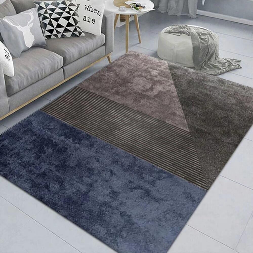Tapis fille chambre bleu 90X160CM en velours cristal lavable