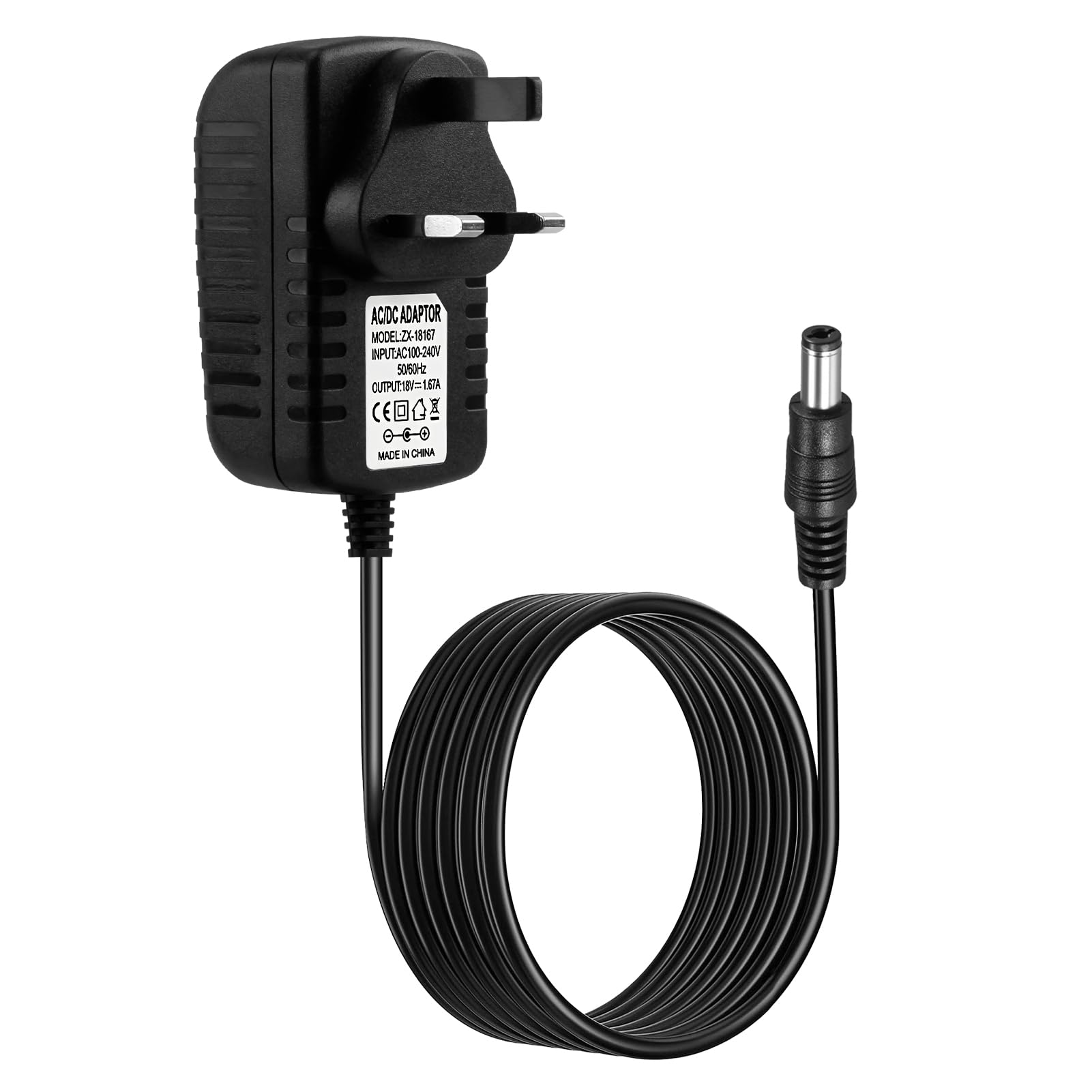 12V 1.25A 15W Power Supply Charger, Compatible with Echo Dot (5rd/4th/3th Gen) 4.0 * 1.7mm Power Cable, Echo Dot with Clock (5rd/4th/3th Gen) Adapter Charger (White) — view 7