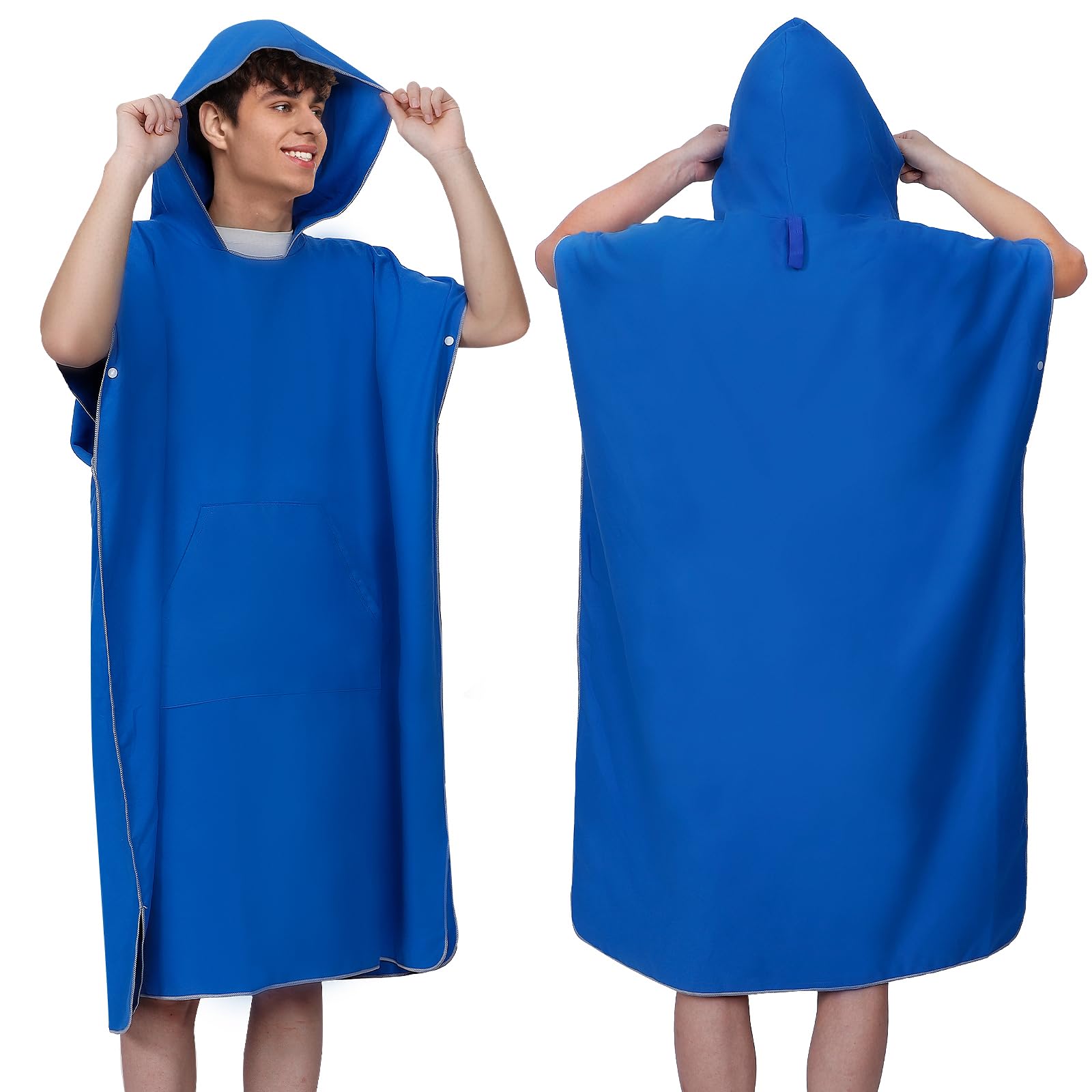 Zorplex Poncho de Surf, Ligero, Compacto y de Secado rápido, Toalla para Natación y Deportes Acuáticos, Albornoz para Cambiarse, Toalla de Poncho Playa, Ponchos de Microfibra para Hombres (Mediano)