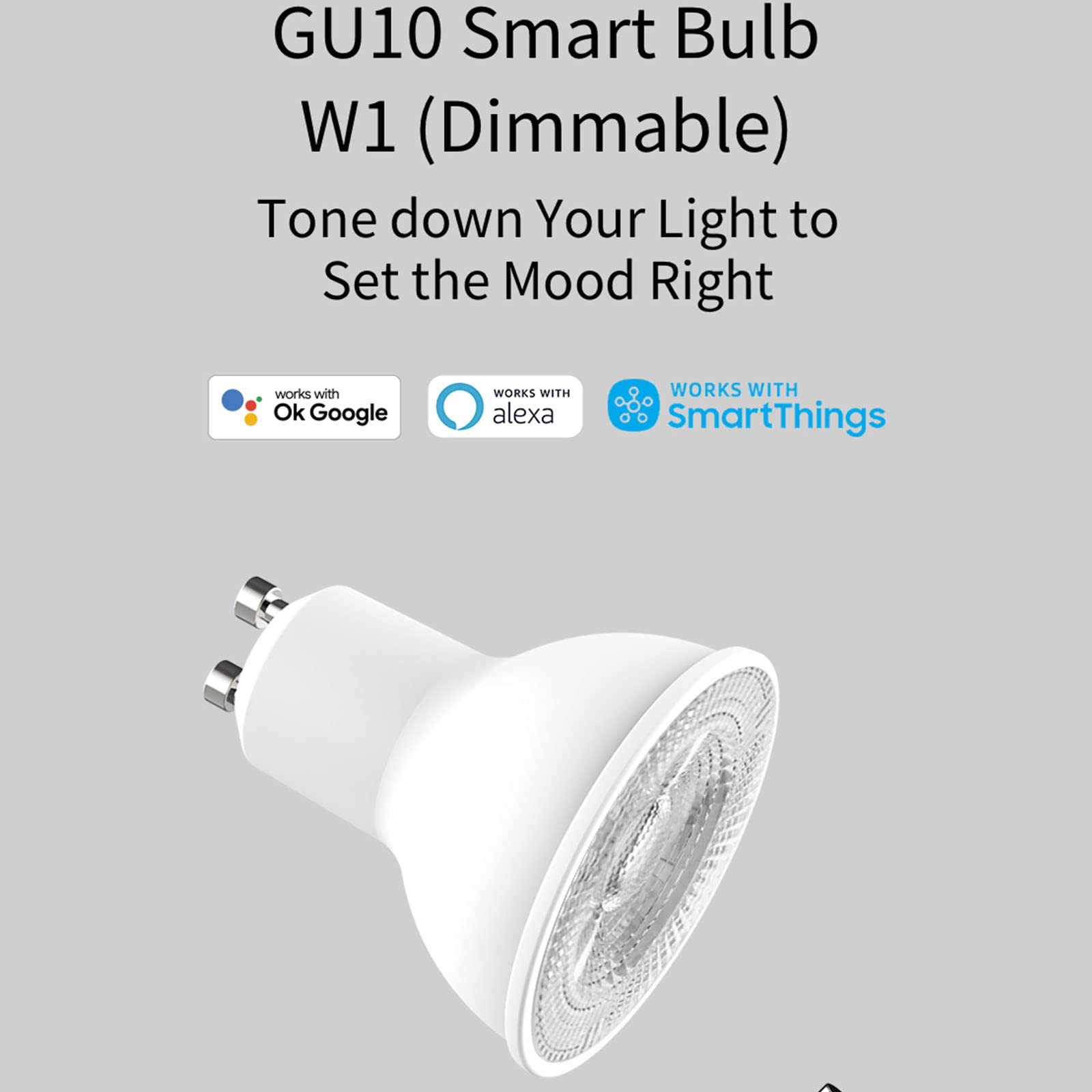 Bombillas LED Inteligentes,[6 Pack] Foco GU10 RGB Regulable/Lámpara Colorida 4.5W 2700-6500K 350 Lúmenes Funciona con El Asistente De Google Alexa,White Light