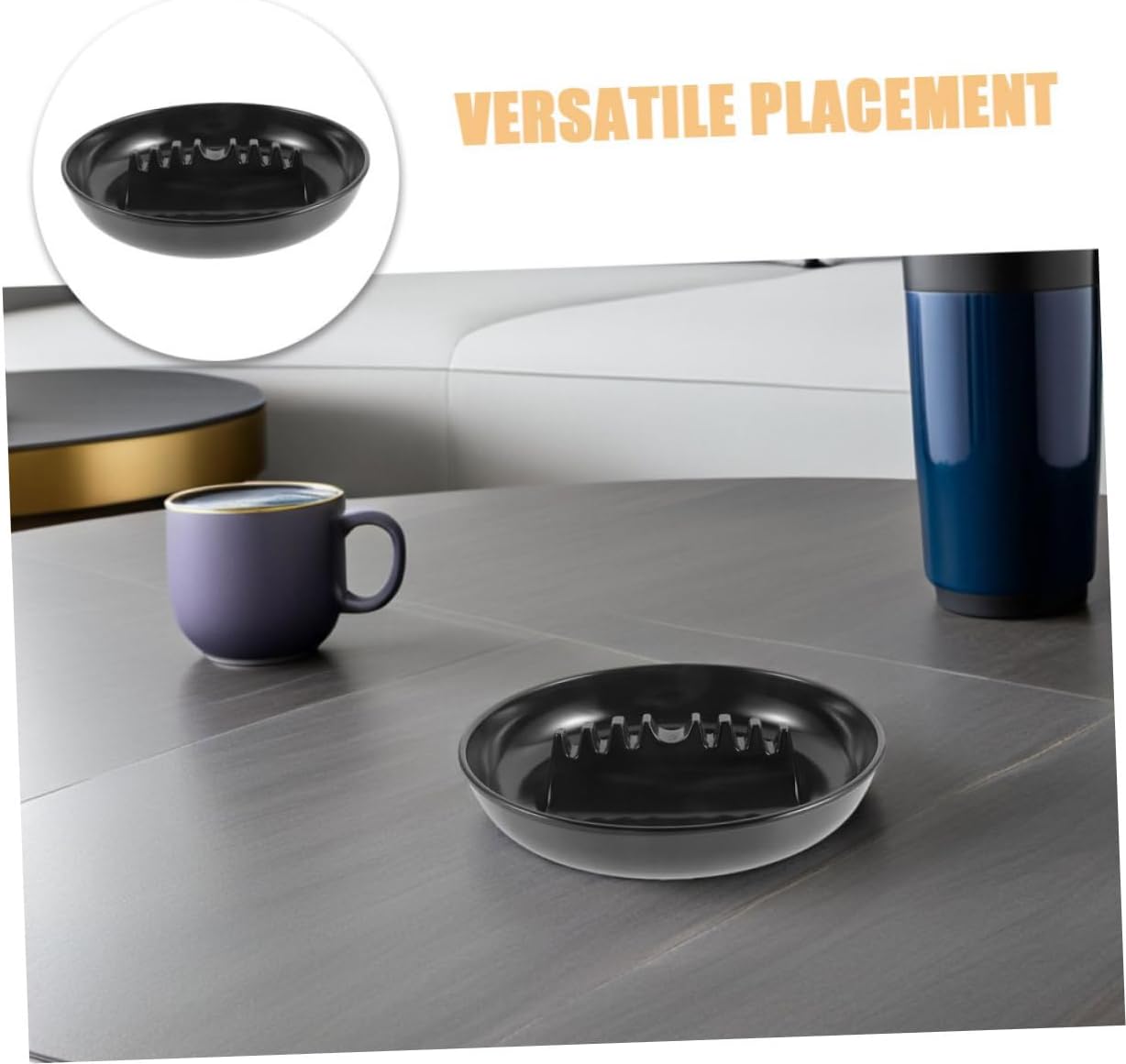 4pcs Plastic round Ashtrays with 7 Slots, Multipurpose Smoking Tray for Indoor Outdoor Use, Sturdy Ash Container Suitable for Home Office Patio