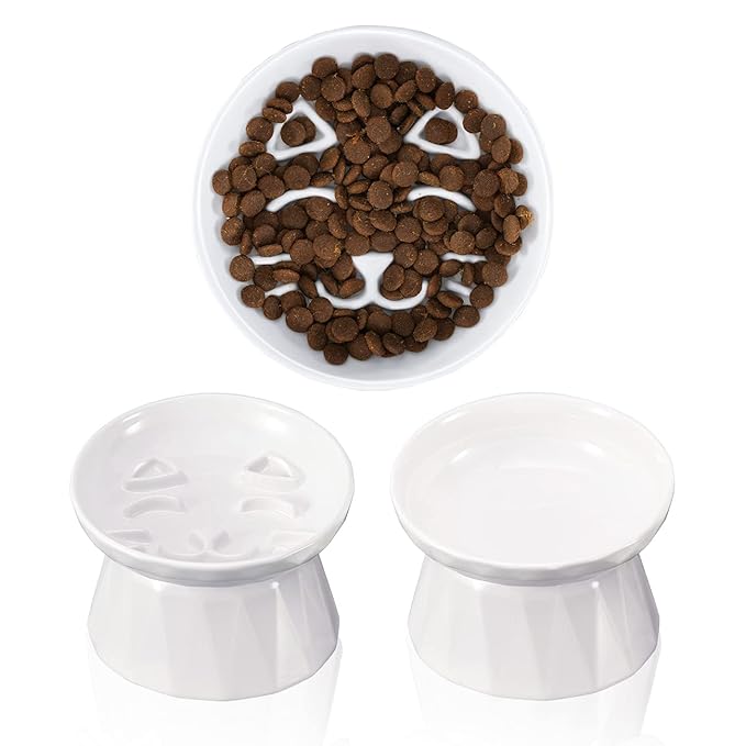 Frewinky cat Slow Feeder,Ceramic Slow Feed Bowls
